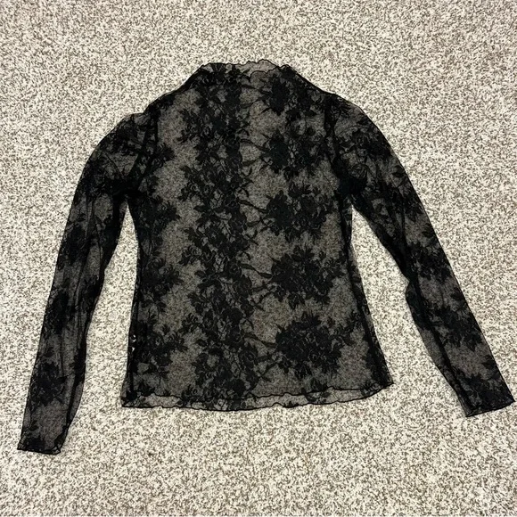 Sheer Black Lace Long Sleeve Top - Picture 1 of 4